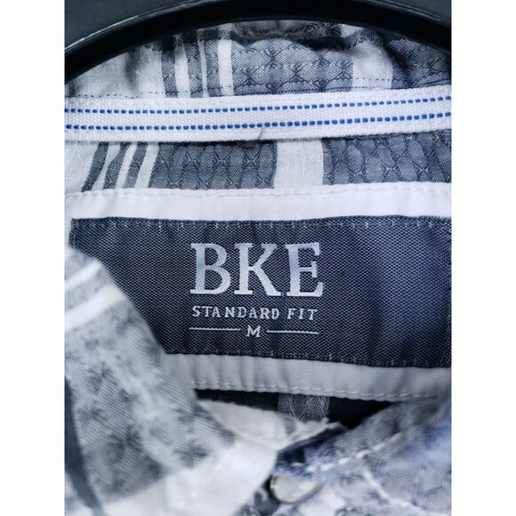 BKE Mens Medium Standard Fit Pearl Snap Western Shirt Blue Plaid Long Sleeve - Picture 5 of 8